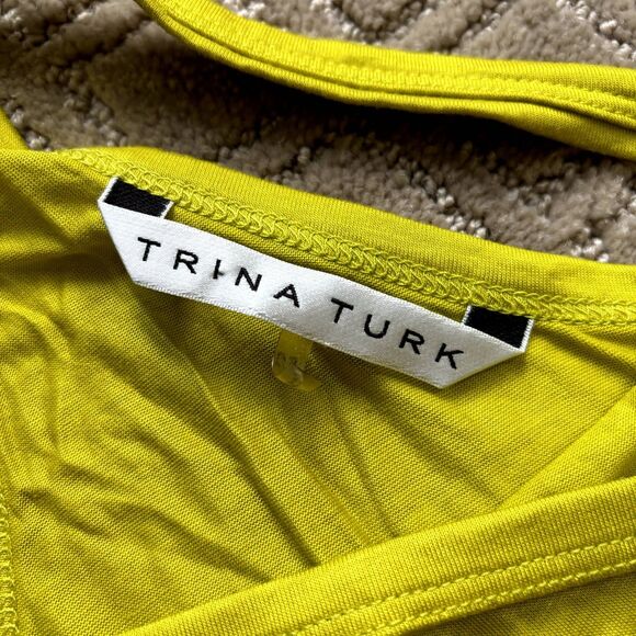 Trina Turk Racer Back Tank Top Bundle Small 100% Viscose Chartreuse Red Orange - Picture 5 of 16